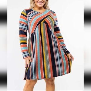 Egs by Eloges Striped Dress L Empire Waist 235